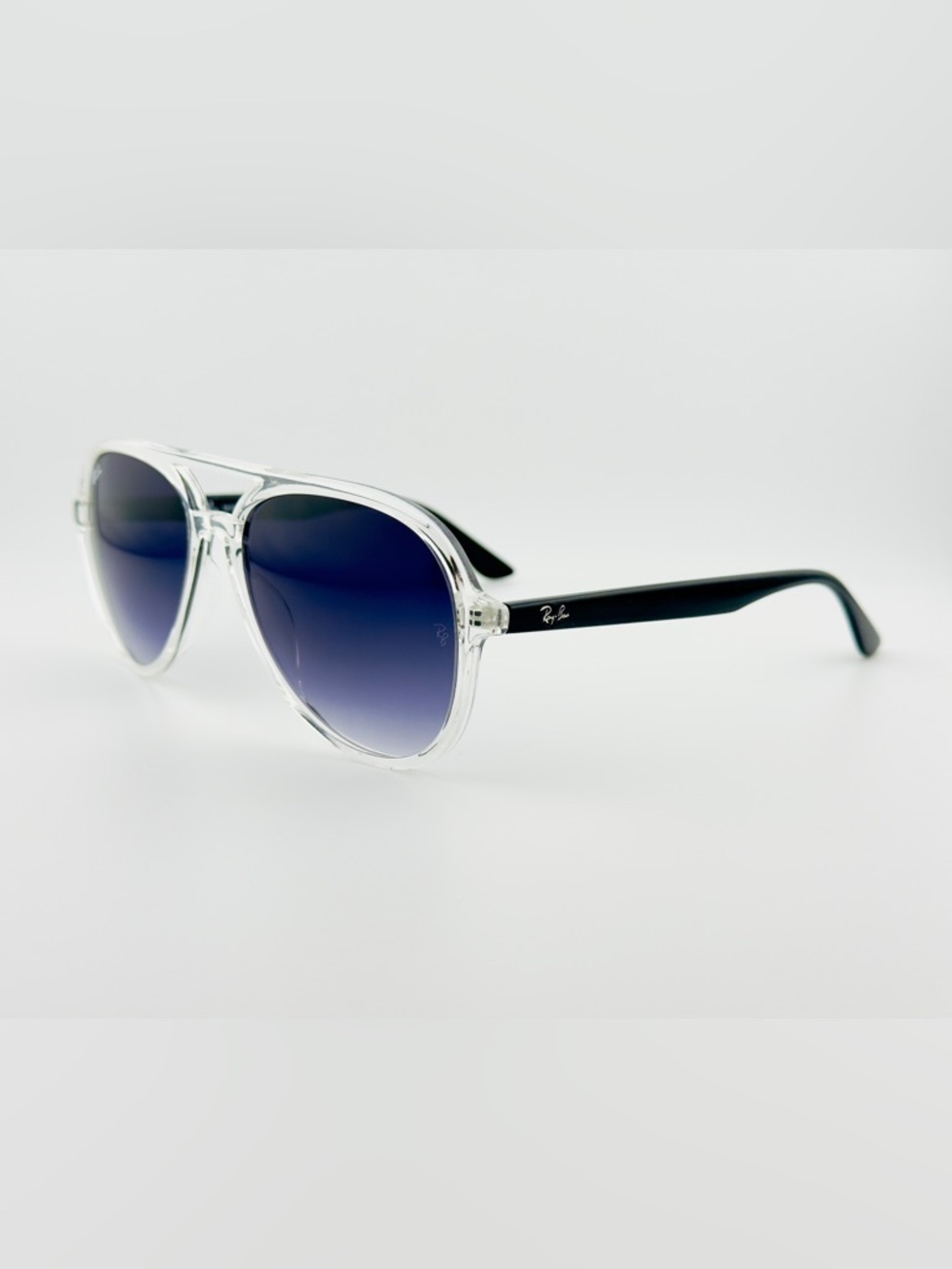 Ray-Ban Aviator Sunglasses RB4376 Transparent Frame with Gradient Dark Gray Lens - Picture 10 of 16